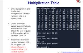 multiplication table write a program