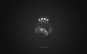 The blue m, c, and f letters were written on a white background. Download Wallpapers Real Madrid Cf Spanish Football Club Silver Metallic Logo Gray Carbon Fiber Background Madrid Spain La Liga Football Real Madrid For Desktop Free Pictures For Desktop Free