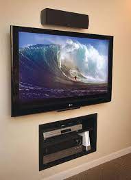 Media Storage Tv Mounted Into Wall