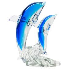Gf 082l Zibo Handmade Glass Twin Dolphins