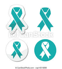 Ovarian cancer has been nicknamed the silent killer because there are said to be few signs and symptoms in the early stages of the disease. Teal Ribbon Ovarian Cancer Sign The Internationl Symbol Of Sexual Assault Polycystic Ovarian Syndrome And Tsunami Victims Canstock