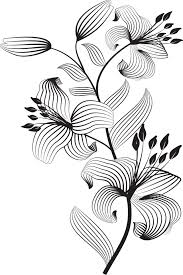 abstract flowers line art decoration