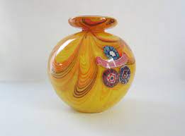 Flower Vase Swirled Art Glass