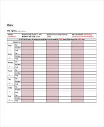 Roster Template 8 Free Word Excel Pdf Document