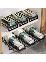 Kitchen Dish Storage Rack Cabinet Built