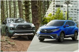 The toyota highlander is an excellent option in the midsize suv segment with room for eight. 2021 Honda Cr V Vs 2021 Toyota Rav4 Head To Head U S News World Report