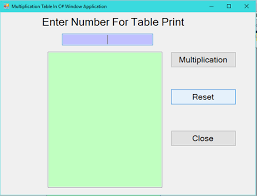 how to create multiplication table in c