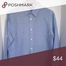 Michael Kors Mens Button Up Blue Long Sleeve Shirt Michael