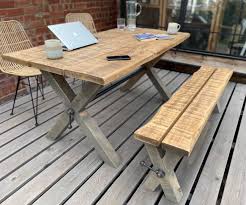 X Frame Outdoor Table With Live Edge