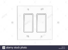 A Modern White Dual Toggle Electrical Light Switch Isolated