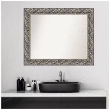 Non Beveled Wood Bathroom Wall Mirror