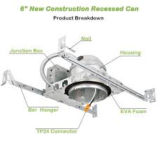 6 Inch New Construction Recessed Light Can Housing 12 Pack Shallow Ty Hykolity
