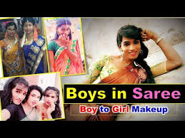 boys in saree boy to makeup