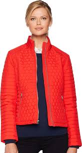 Marc New York By Andrew Marc Womens Linden Honeycomb Mini Quilted Scuba Jacket