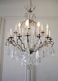 Vintage Twenty Light Chandelier With Silvered Finish And Large Glass Crystals For Sale At 1stdibs
