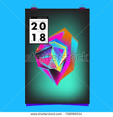 Abstract Colorful Geometric Calendar Cover Design Template Trendy