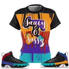 Womens Jordan 9 Dream It Do It Sneaker Match Saucy Sassy Cut Sew T Shirt