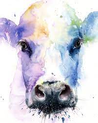 Cow Art Print Watercolor Painting