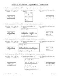 Slope Of Secant And Tangent Lines Solutions