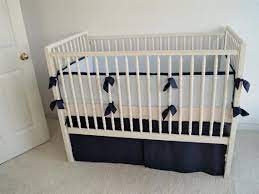 boy crib bedding navy blue linen crib