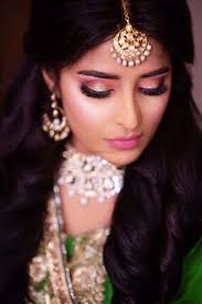 photo of bride with soft pink makeup on