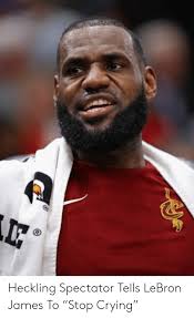 James led the cleveland cavaliers to victory last sunday and in turn gave the internet the gift of crying lebron. Heckling Spectator Tells Lebron James To Stop Crying Crying Meme On Me Me
