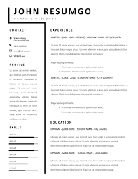Two Column Resume Template Word Microsoft Free Letter