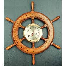 24 Brass Oak Ship Wheel Clock By