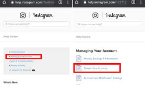 to delete insram account on android
