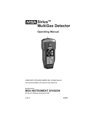 Msa Sirius Multigas Detector User Manual Manualzz Com