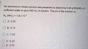 Solved An Ammonium Nitrate Solution Was