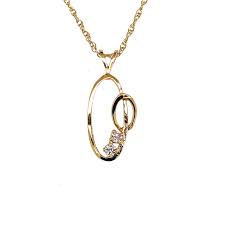 diamond oval pendant necklace in 14k