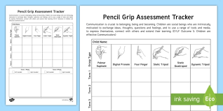 Kindergarten Pencil Grip Assessment Tracker Eylf Pencil