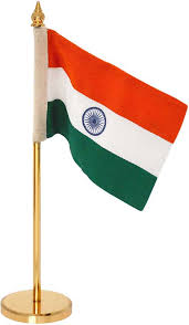 Big Single Indian Flag with Golden Stand 431G - Zedgift