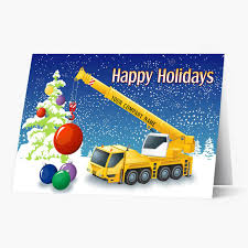 Reproductions of original watercolors on blank cards. Colorful Crane Holiday Card Construction Holiday Christmas Cards