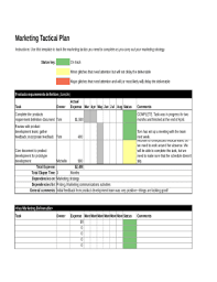 marketing tactical plan form fill and