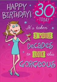 fun 30th birthday greeting card for her