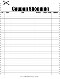 Coupon Shopping List Template Download Printable Pdf
