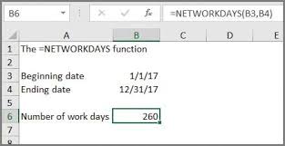 excel to quickly count workdays