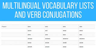 Multilingual Vocabulary Lists And Verb Conjugations