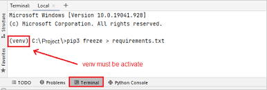 pycharm create requirements txt file to