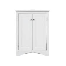 Yofe White Triangle Accent Cabinet With Adjustable Shelves Floor Storage Corner Cabinet For Bathroom Home Office Kitchen