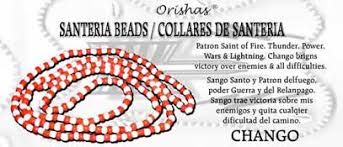 santeria bead necklace chango red and white