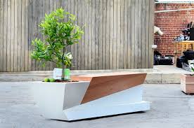 Modern Garden Bench Planter Combo