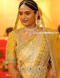south indian bride in diamond jewellery