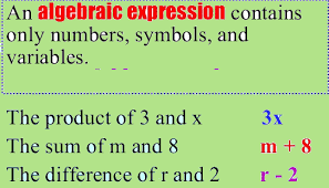 maths class 4 algebraic expressions