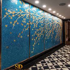 blue glass mosaic art work for wall decor
