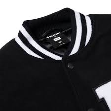huf x varsity jacket black