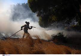 Μάχη με τις φλόγες δίνουν οι πυροσβέστες, με την πυρκαγιά να κατακαίει τα πάντα στο πέρασμά της. Esaesd37riltfm