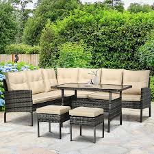 outsunny 6 pcs outdoor patio dining